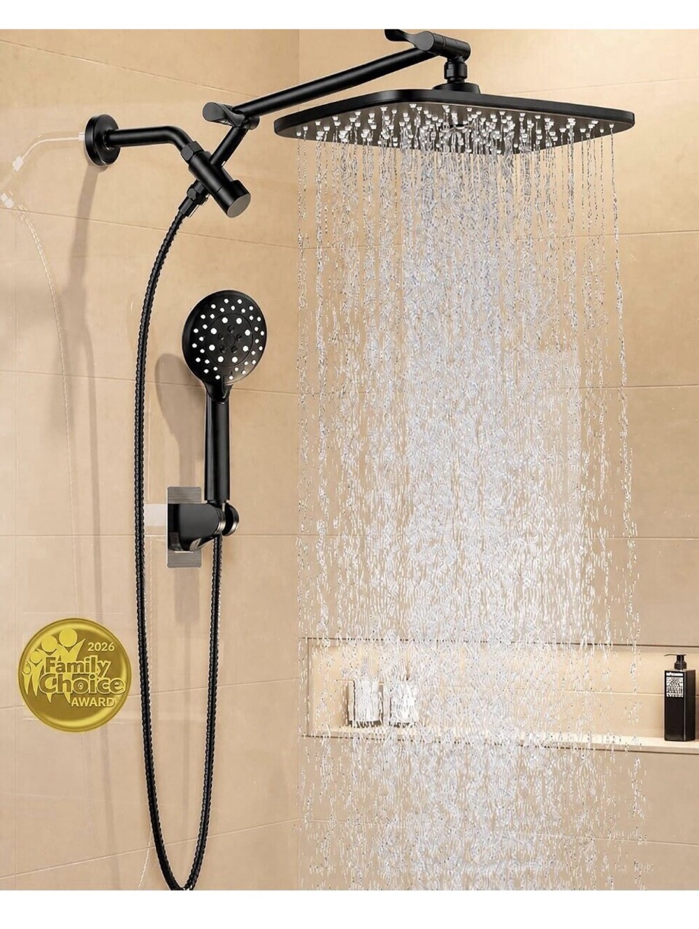 Veken 11.8" High Pressure Shower Head with Handheld, Metal Core Fittings